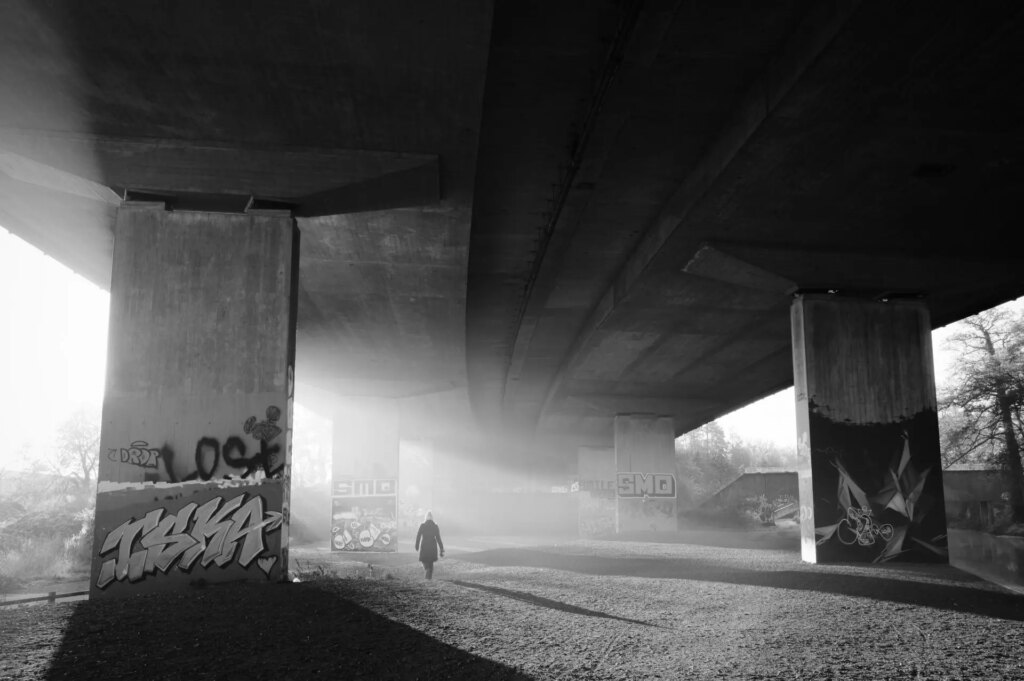 Misty Morning walker under the M25
