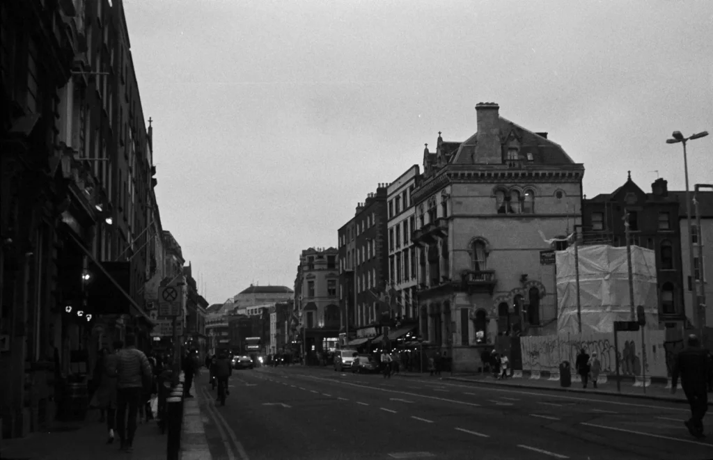 A view of Dame Street in Dublin City, Ireland