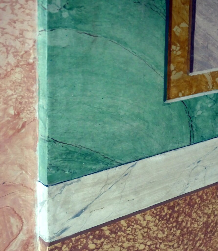 Painted "faux marble" wall detail