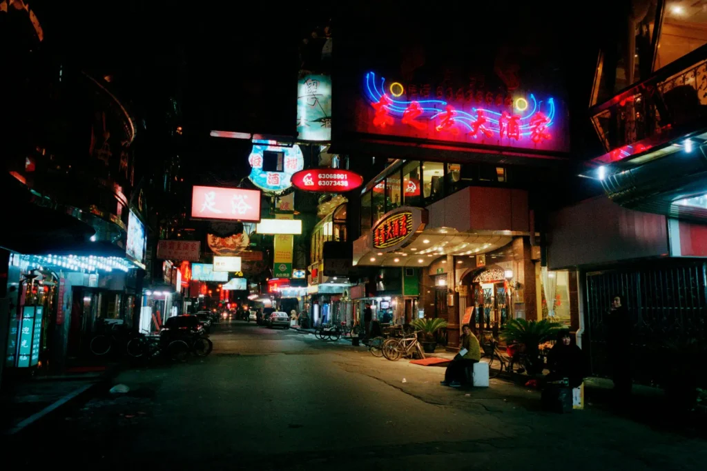 Street at night in Shanghai Ricoh Gr1s Ricoh Gr1v