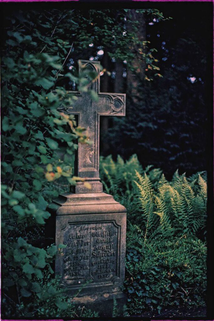 Photograph of a tomb stone from the 19th century shot on Fujichrome 64T II slide film.