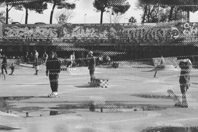 dubblefilm GLITCH 35mm black and white creative film skate park scene