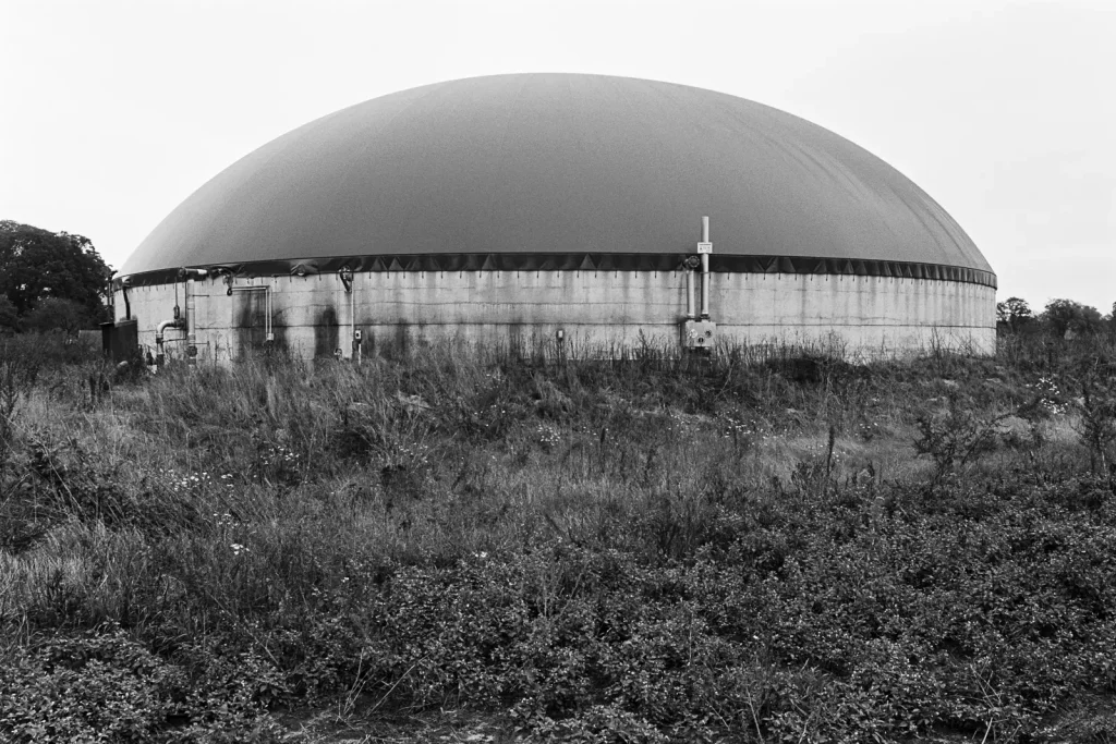 Biogas plant as a rather industrial type of the agricultural landscapes in northern Germany.