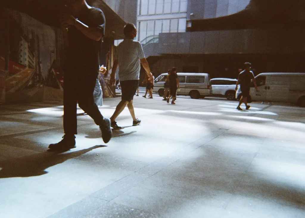 Street full of lights and shadows