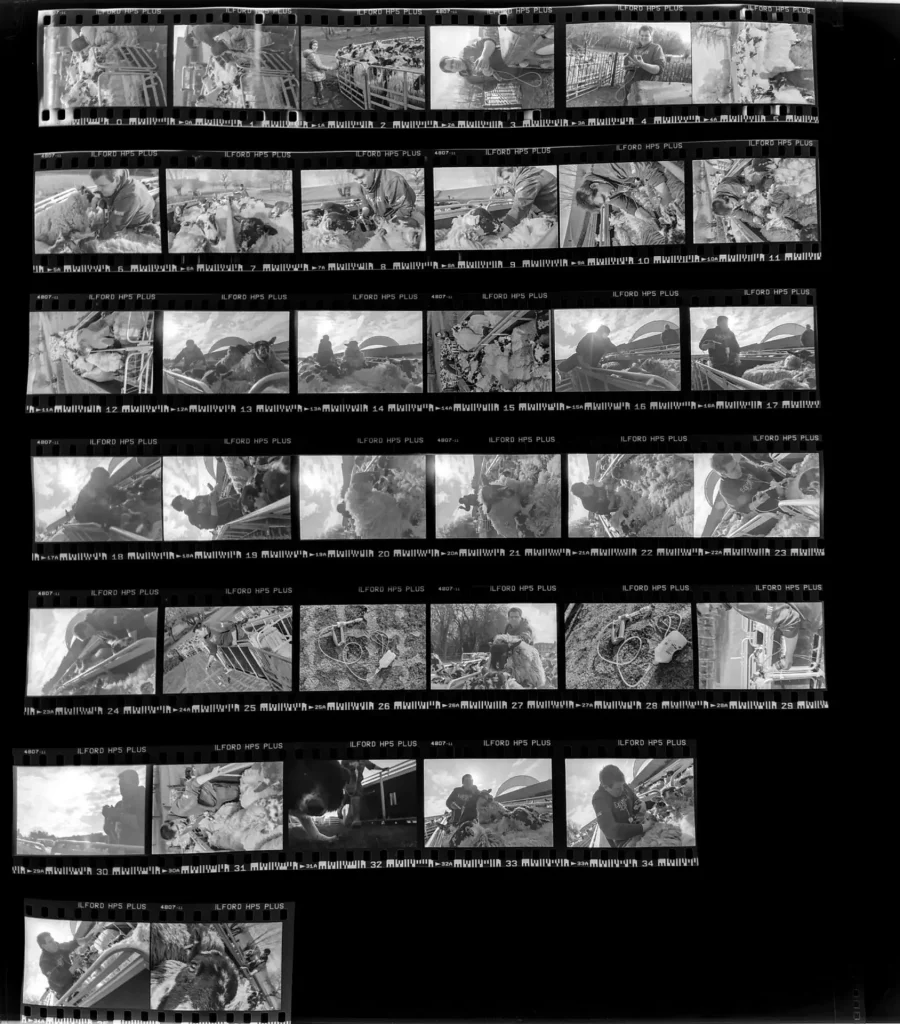 Contact sheet demonstrating thought process and methods on the day