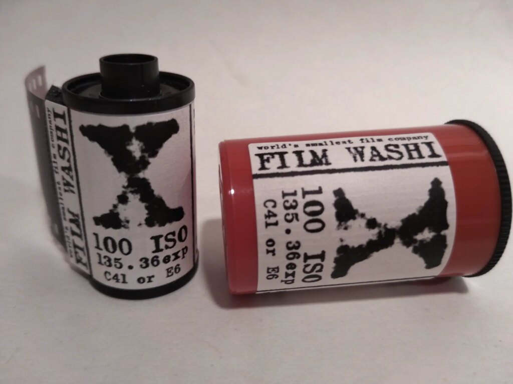 film washi x film cannister on white background