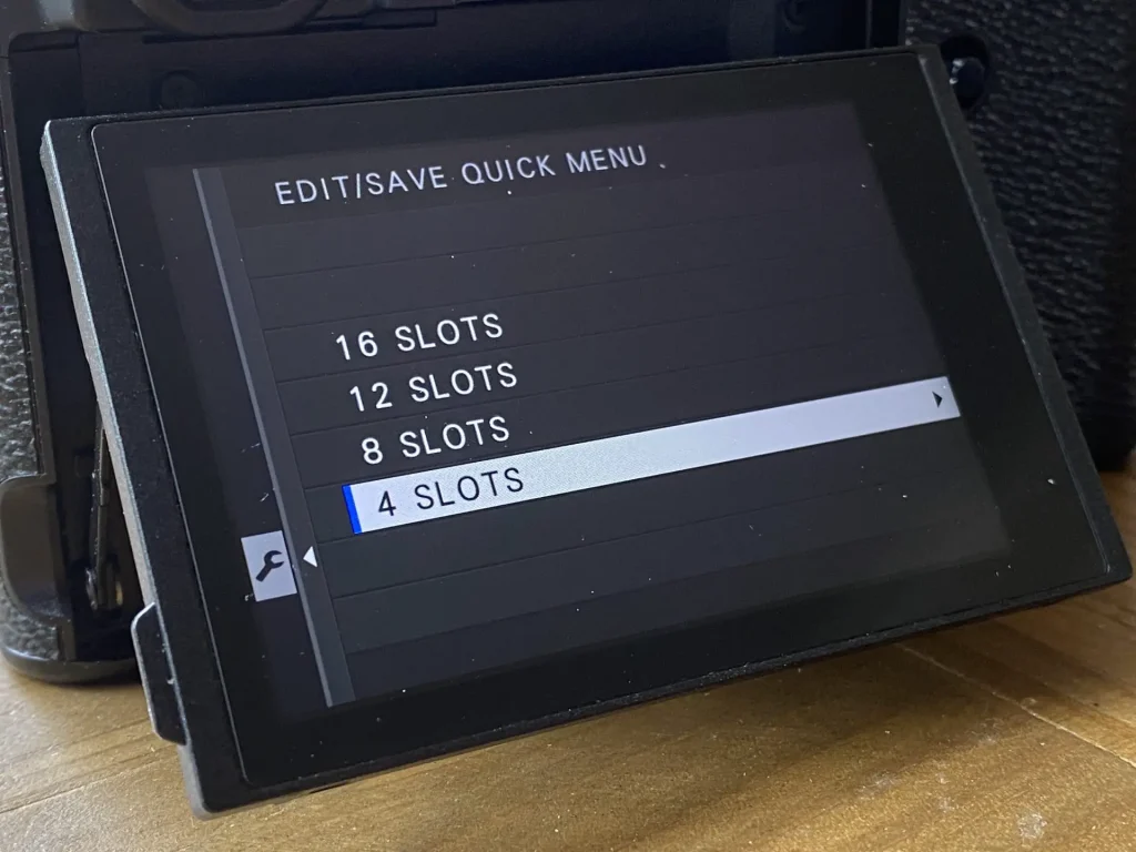 Fuji X100V Q-Menu slot options