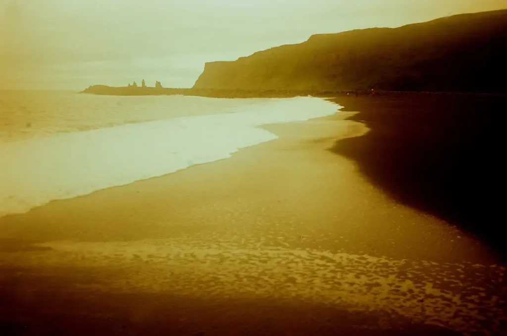 Vik, the Black Sand Beach, Iceland. Five frames with a Canon AT-1 and a roll of Redscale.