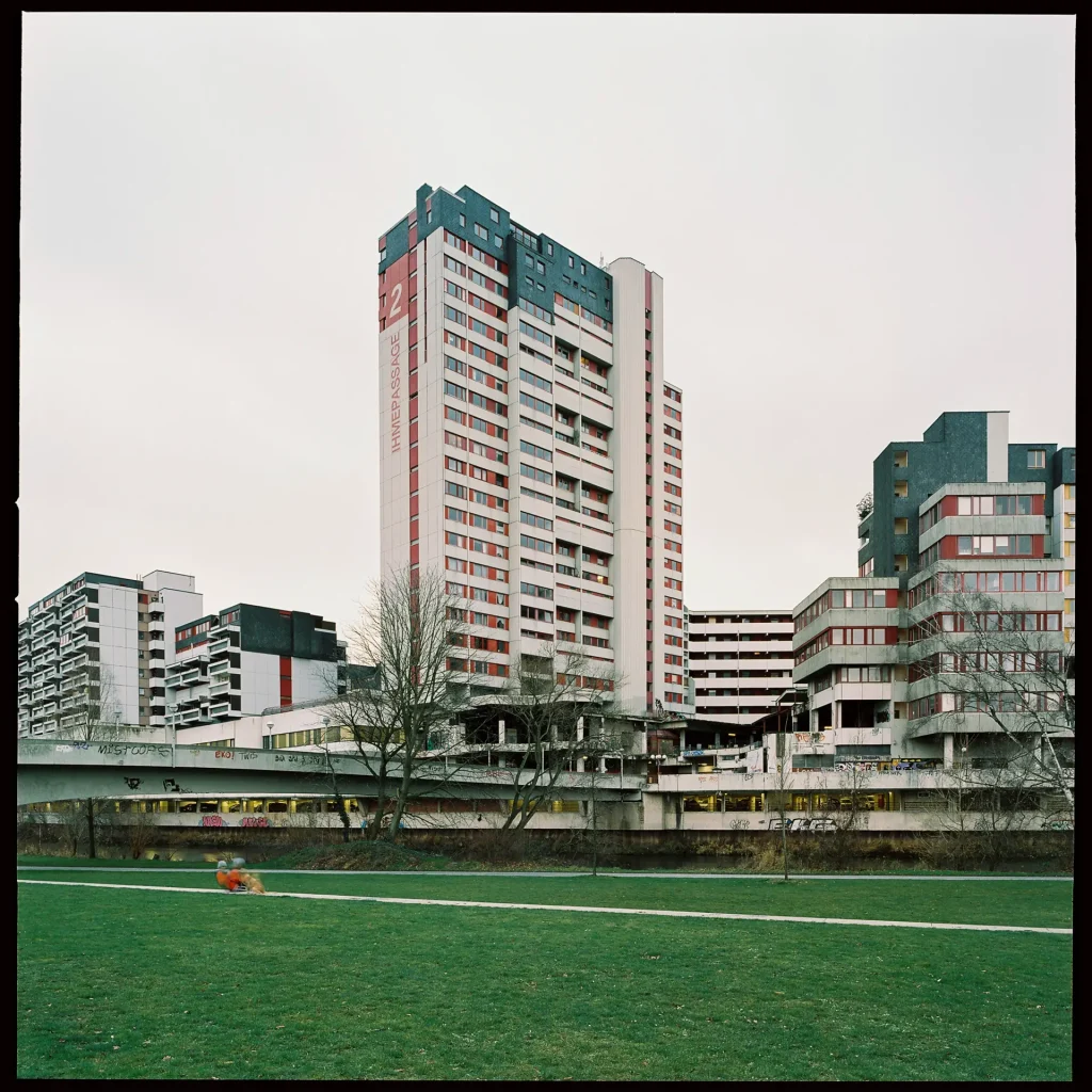 Ihme-Zentrum housing complex in Hannover, Germany, shot on expired film