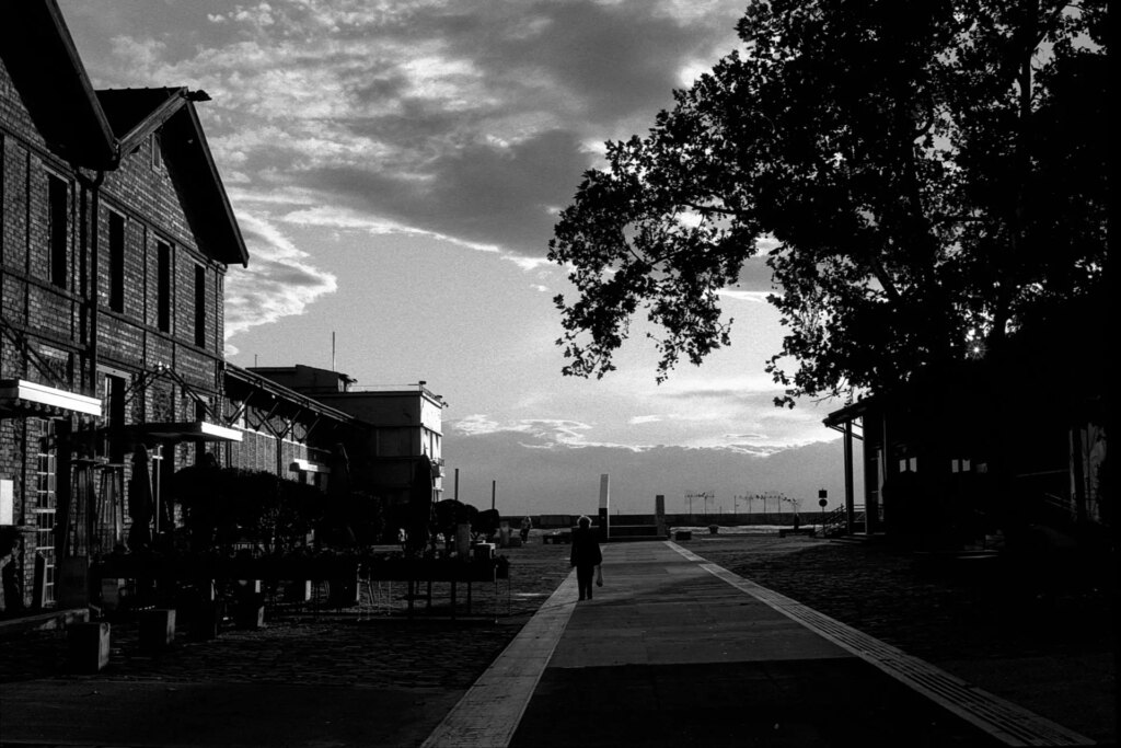 woman walking in sunset