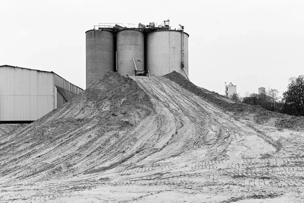 View of the partial demolished cement works.