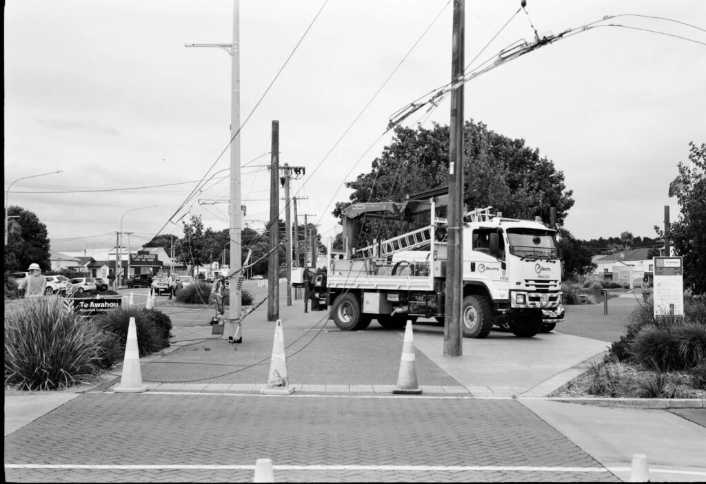Foxton's Tram lines being removed, New Zealand
