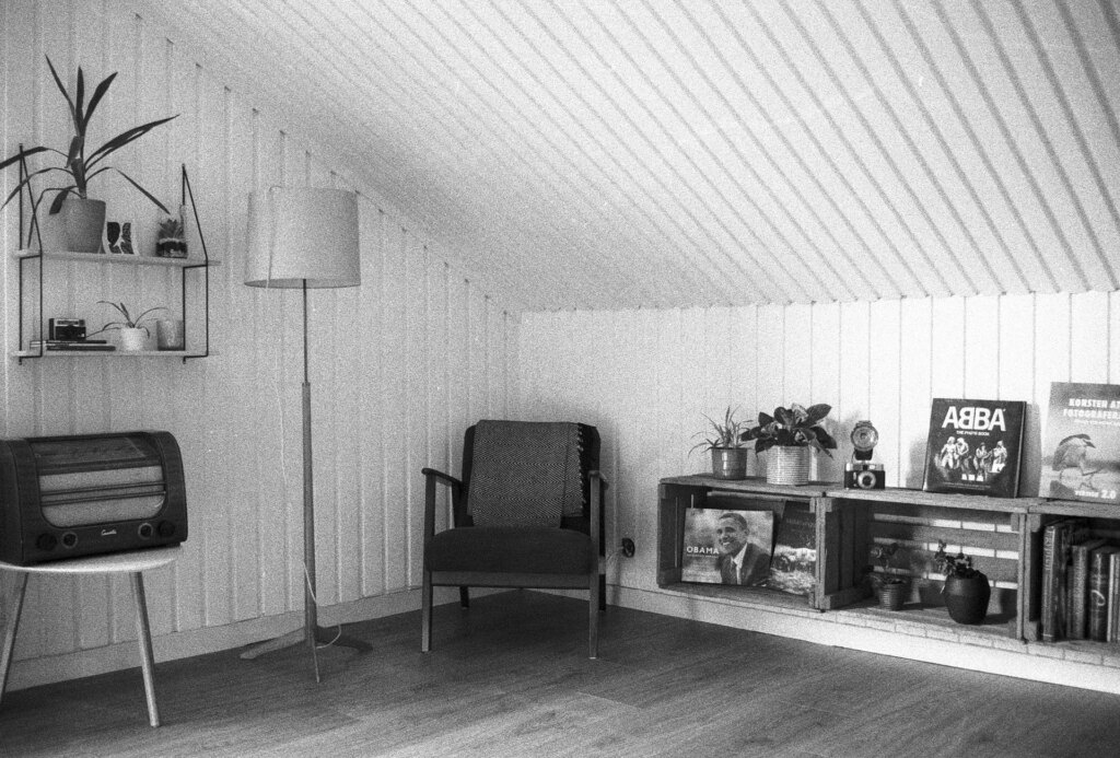 Sitting chair in a 50's inspired living room