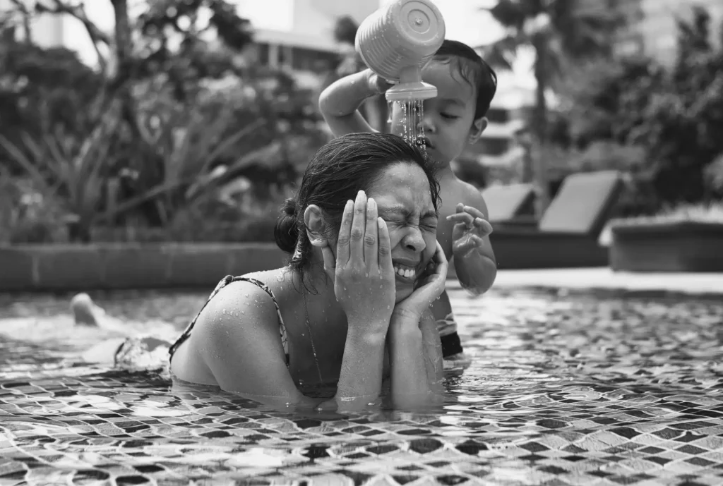 playing in the pool