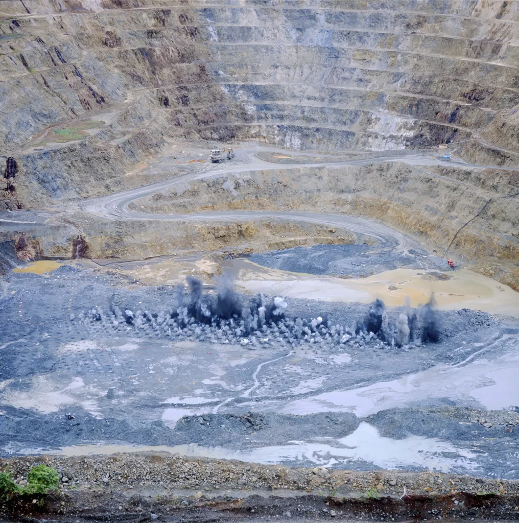 Ore blasting in gold mine