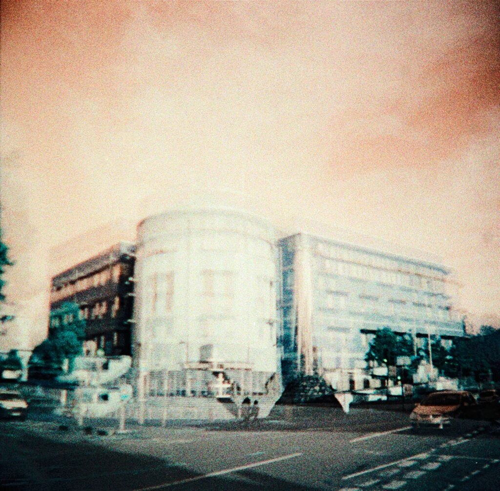Cardiff Bay Police Station, Multiple exposure attempt with the Diana Mini