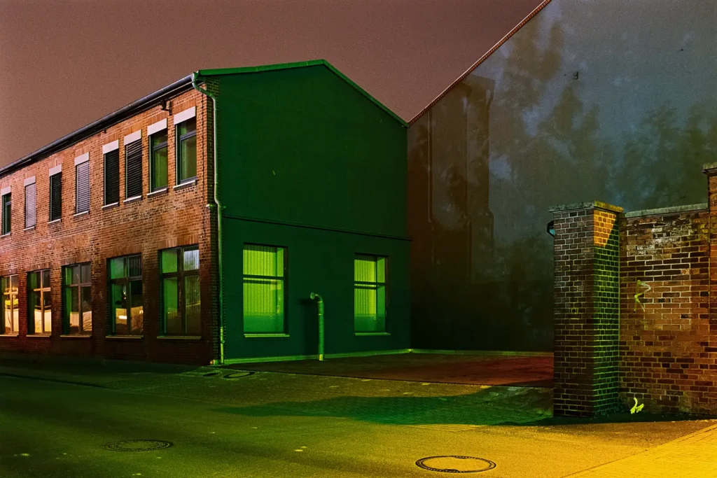 Long-time exposure of a factory building