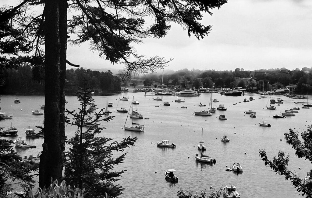 Northeast Harbor, Mount Desert Island, MaineNikon FM2 with Micro-Nikkor 55mm 1:2.8 on Ilford Delta 400 developed in Kodak HC110 