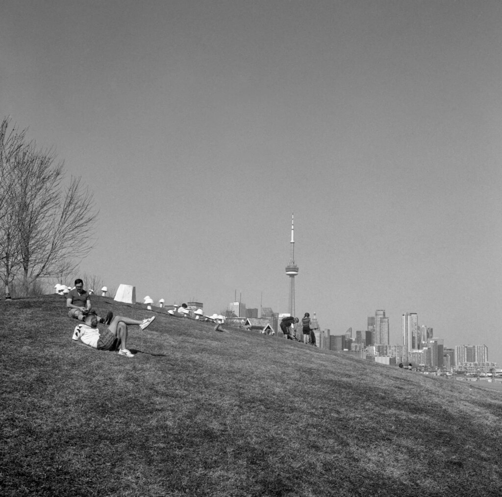 Ontario Place - People on Hill with Toronto Skyline