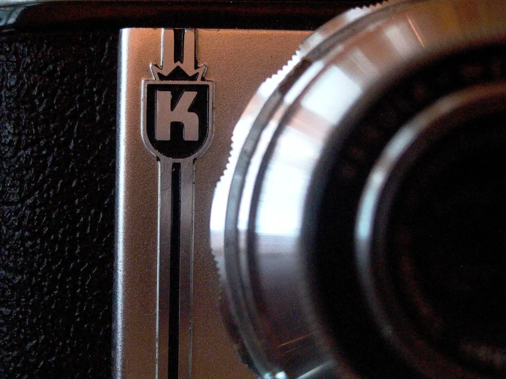 close up of a camera body showing the King logo
