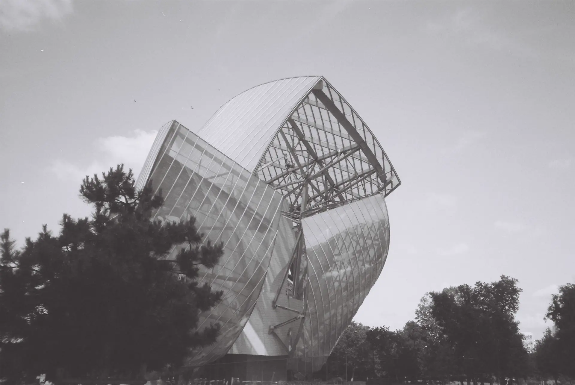 View of the Louis Vuitton Fundation building from outside, Paris - 06.2022