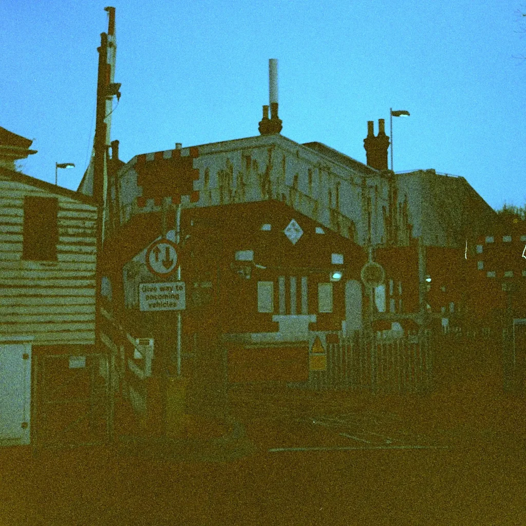 early evening scene of railway crossing