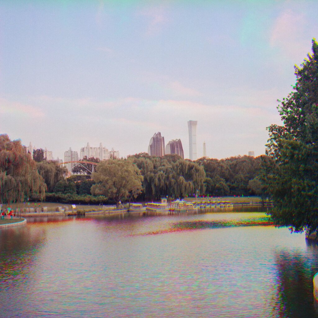 The park, with trichrome effect