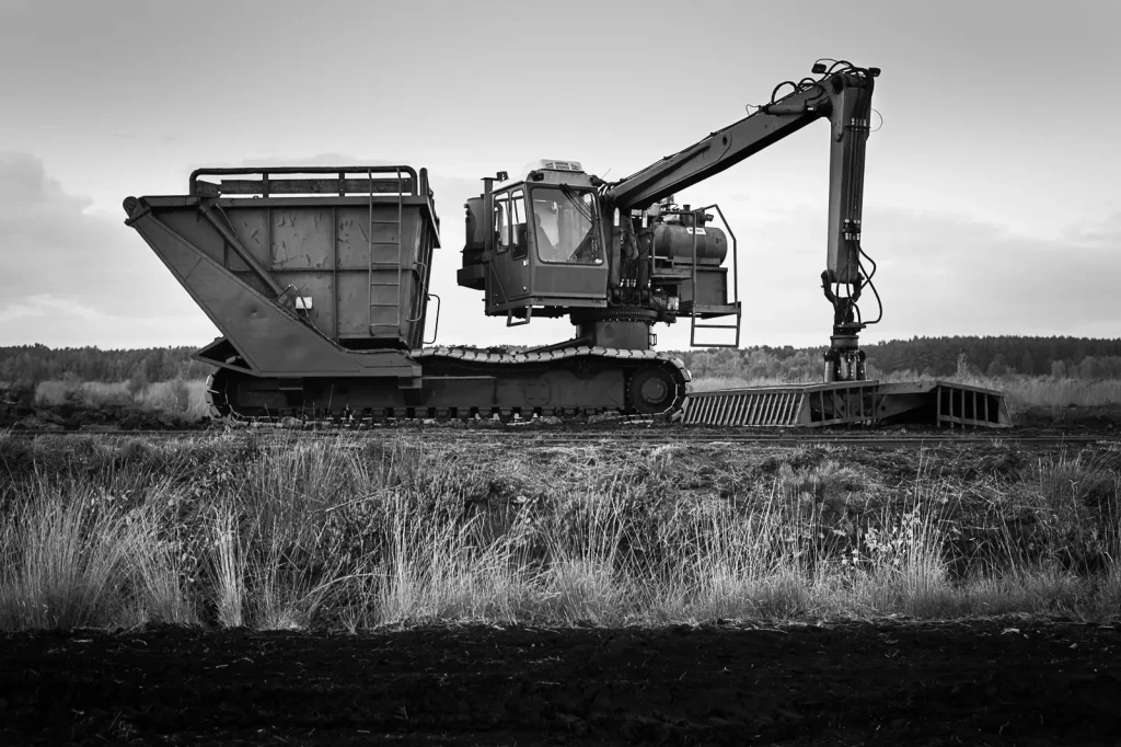 The peat harvester found in the bog.