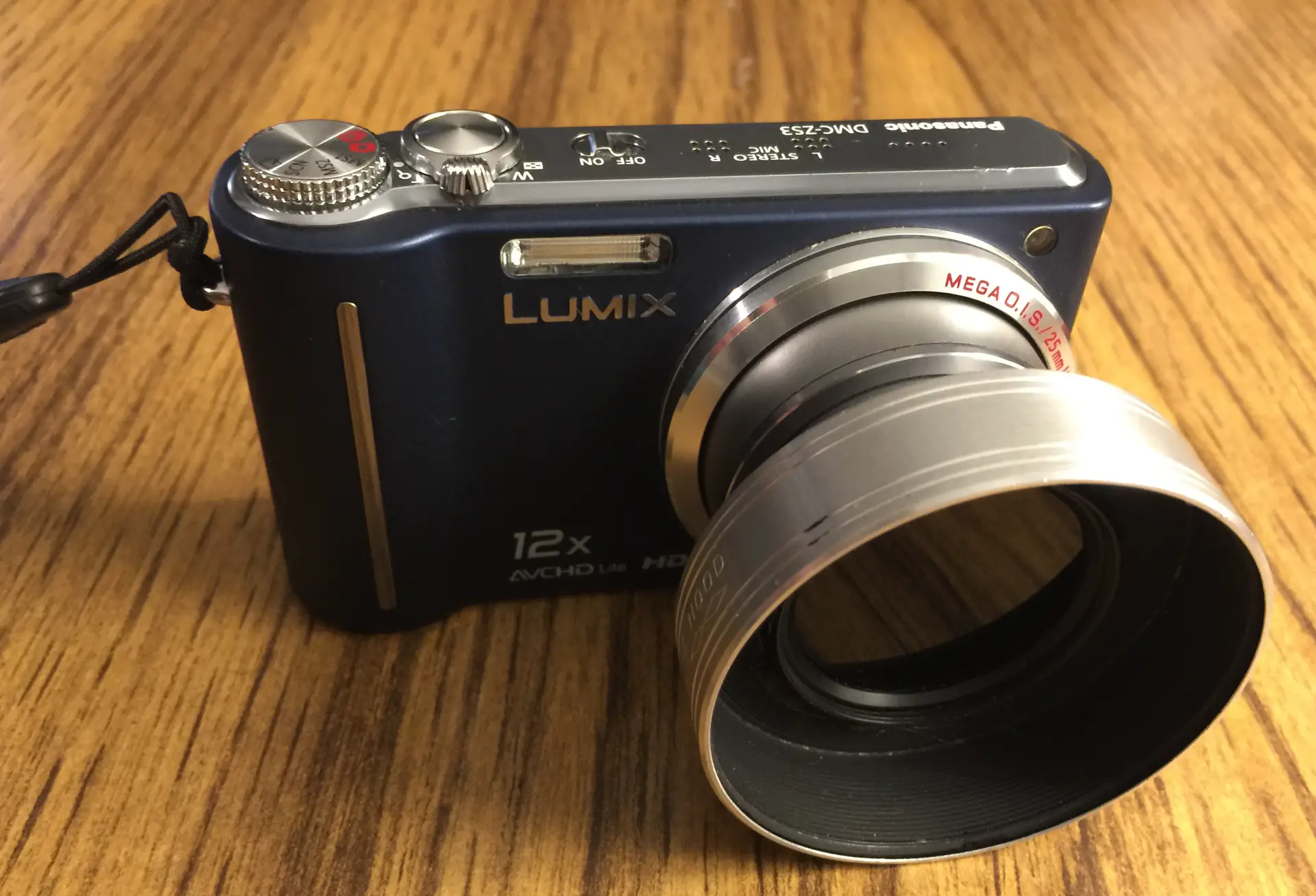 Lumix ZS3 camera with lens hood