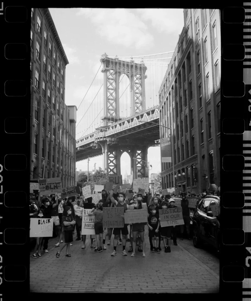 People in front of the history Washington St. photo