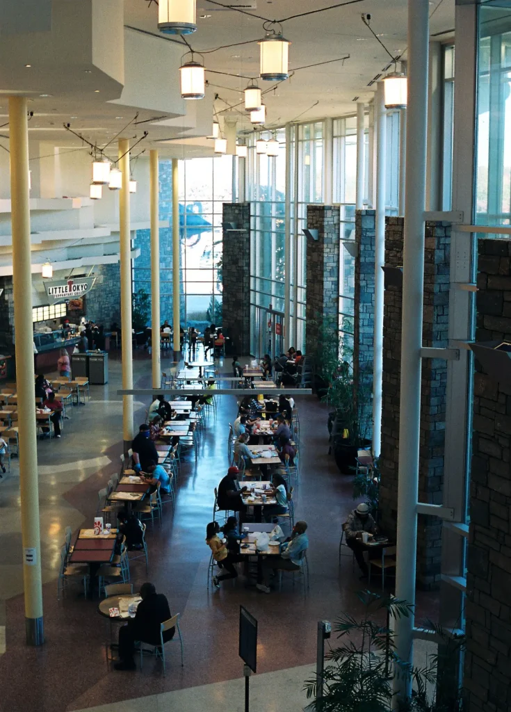 Interior of the food court at Triangle Towne Center Mall in Raleigh, North Carolina.