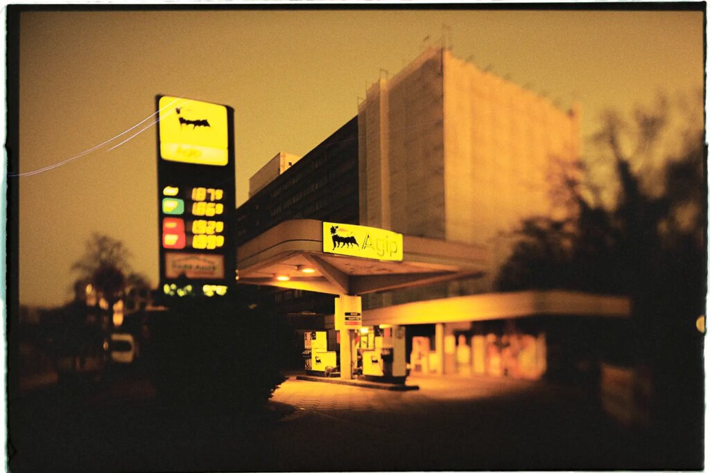 architectural photograph taken on Lomography Redscale film