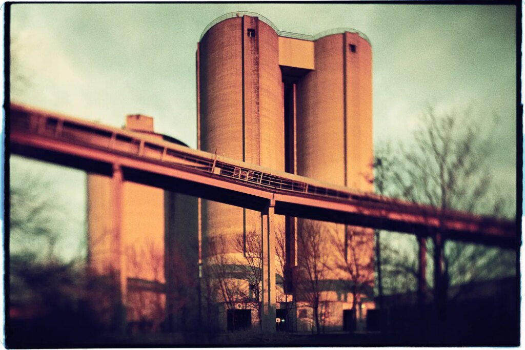 architectural photograph taken on Lomography Redscale film