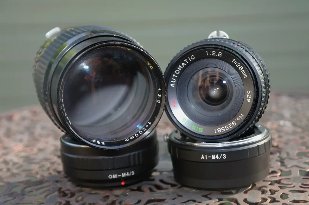 two lenses plus adapters