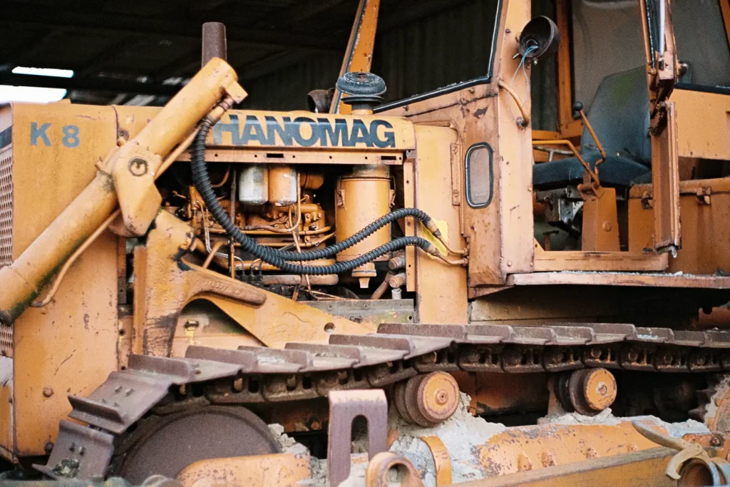 Rusty bulldozer found at the machine boneyard.
