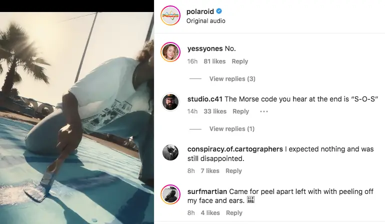 social media posts in response to Polaroid announcement