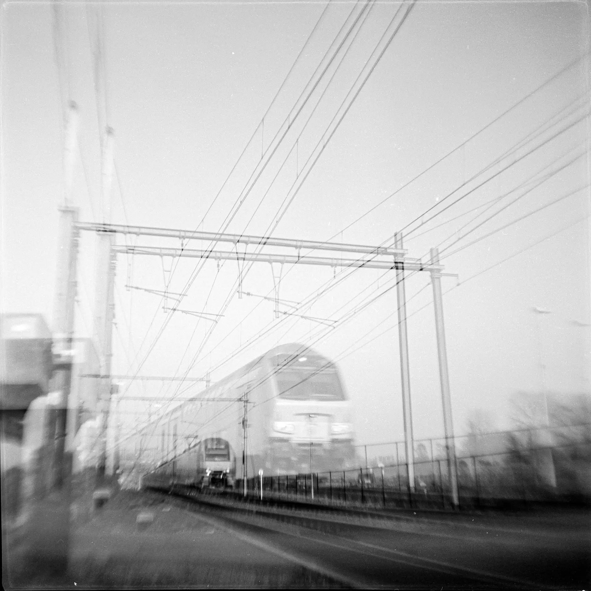 Twice a train (double exposure)