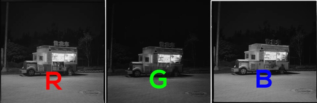 The truck, shot with RGB filters.
