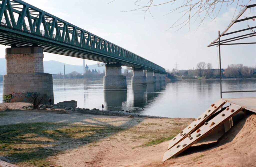 landscape with river and bridge