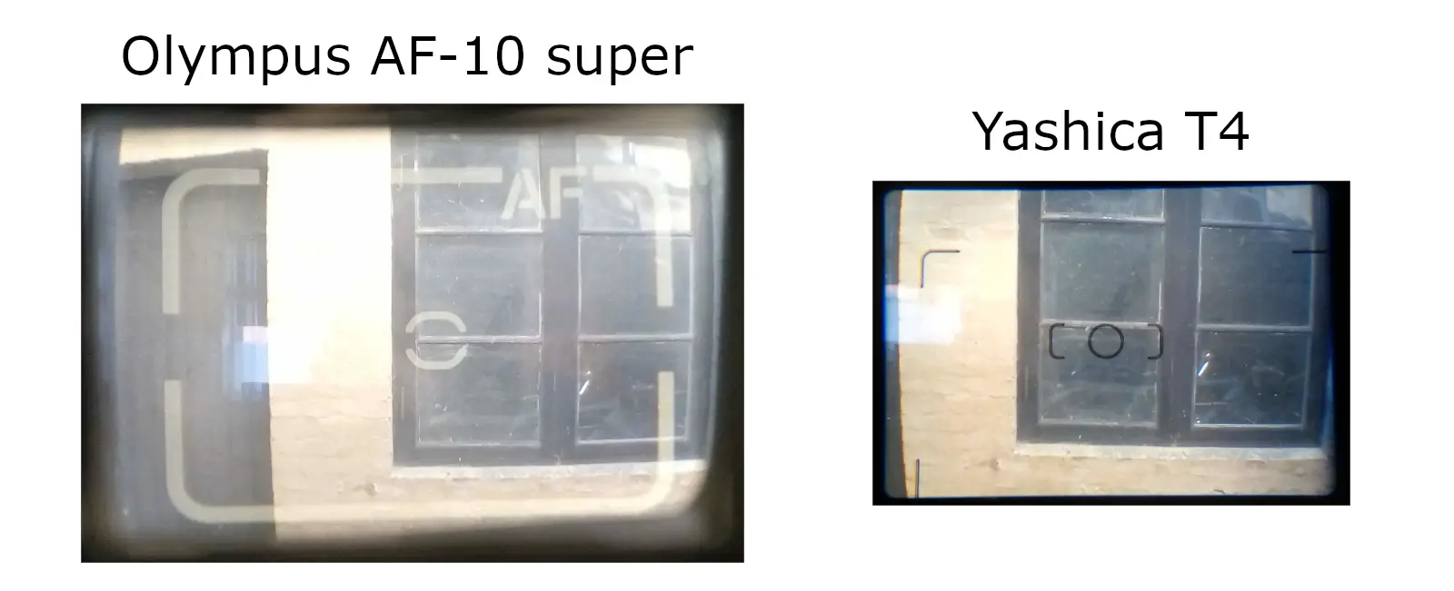 Yashica T4 viewfinder comparison