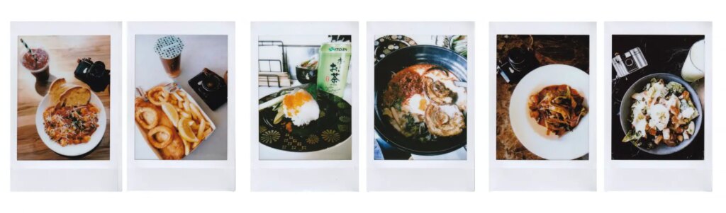 A set of instax photos of food