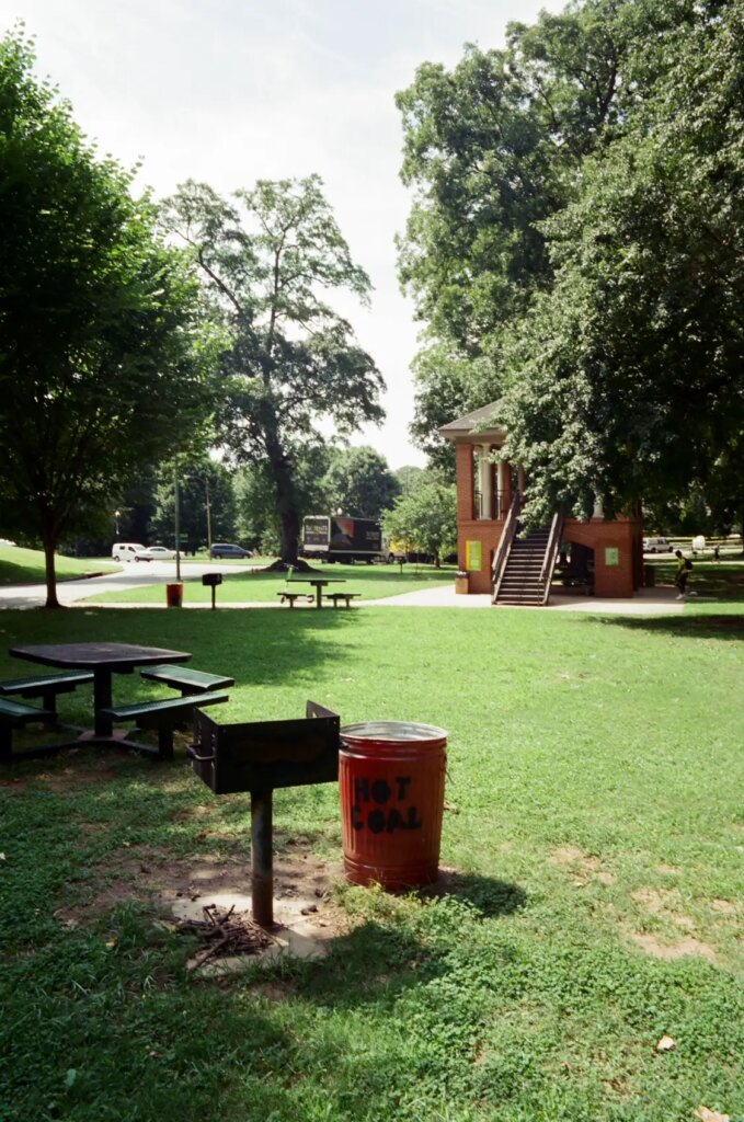 bbq area in park during sunny day