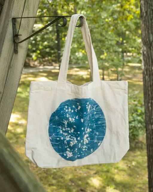 cyanotype printing on fabric bags