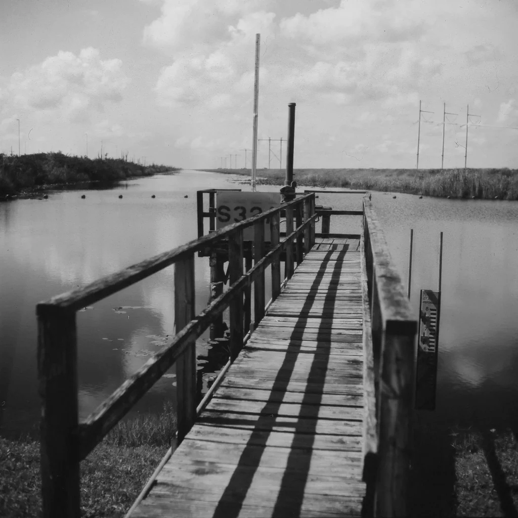 Everglades water control station, Rolleicord, Ilford MG pearl