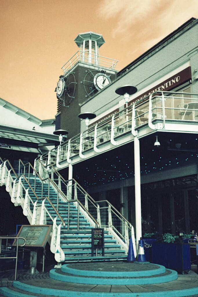 Bluer skies and bright yellow paint on the steps - Cardiff Bay & Leica CL