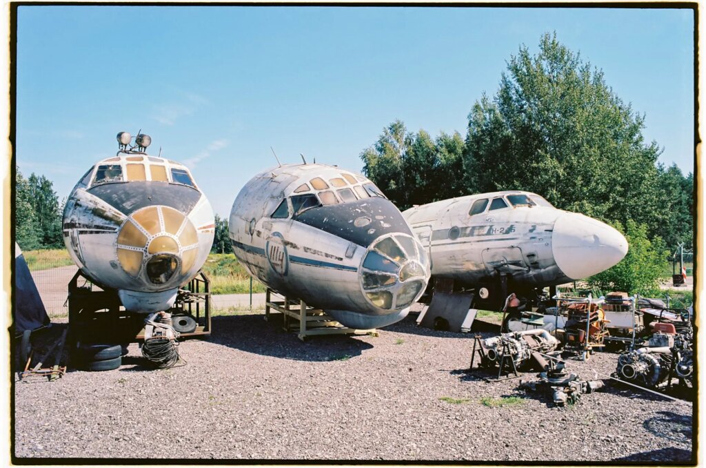 cockpit sections of three aeroplanes