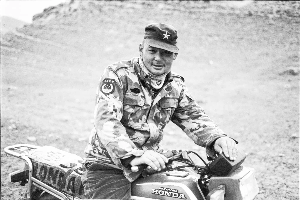 Man on motorcycle in Mongolia