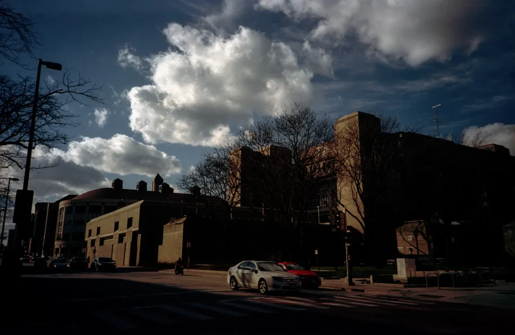 Photo of a building and cars on Johnson Street in Madison,WI.