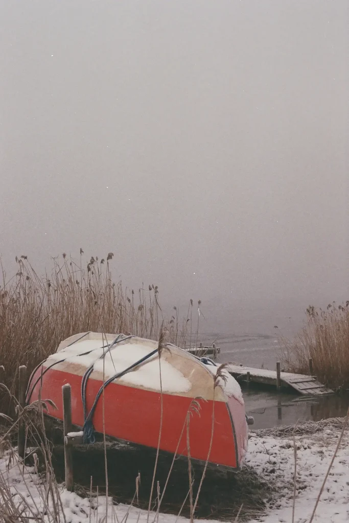 Boat upside down on land