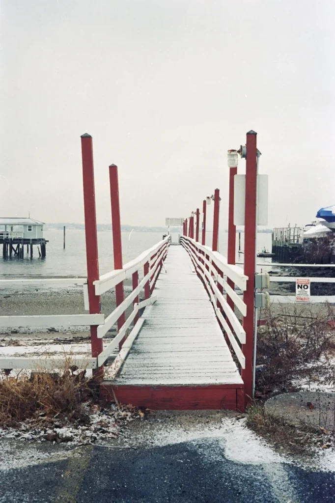 A red and white walkway